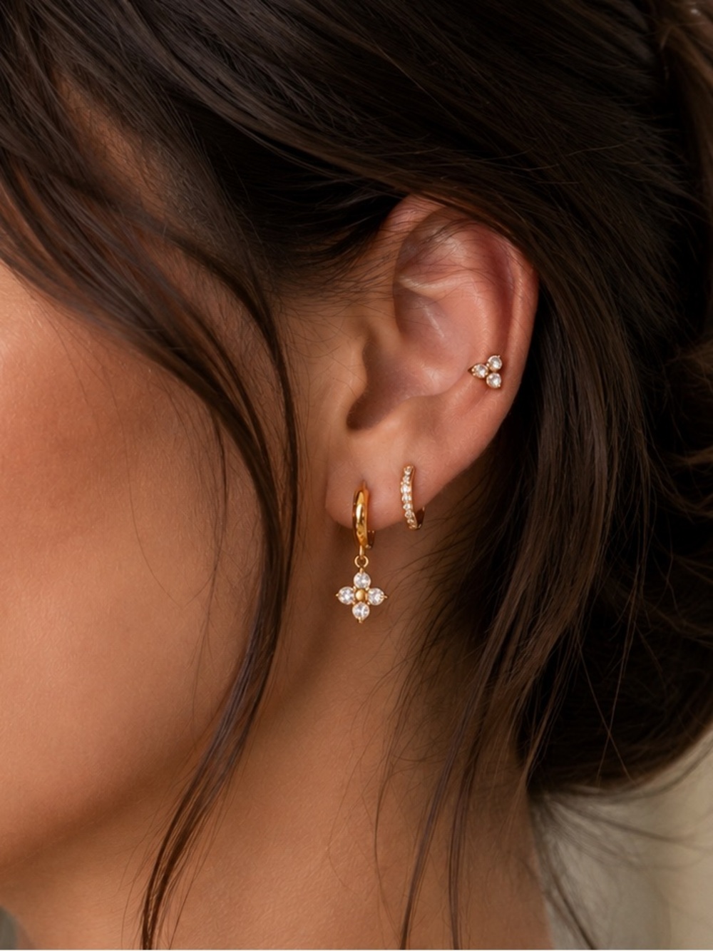 3 Pairs | 18K Gold Plated Earring Set